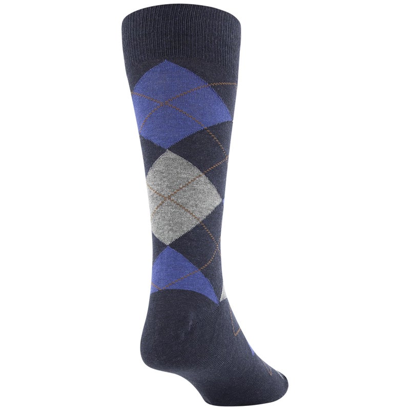 GOLDTOE Men's Carlyle Argyle Crew Dress Socks, 3-Pairs, Navy/Grey, Large - Image 4